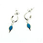 Silver And Turquoise Mini Hoop Earrings, thumbnail 3 of 4