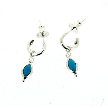 Silver And Turquoise Mini Hoop Earrings, 3 of 4