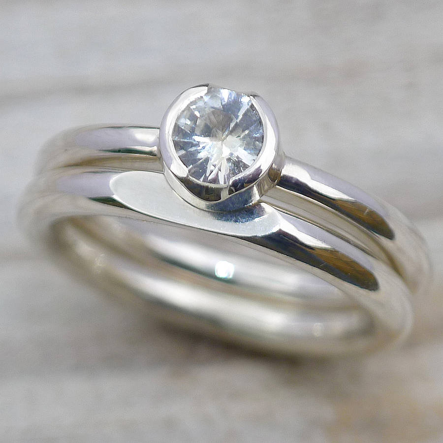 white sapphire engagement ring set by lilia nash jewellery ...