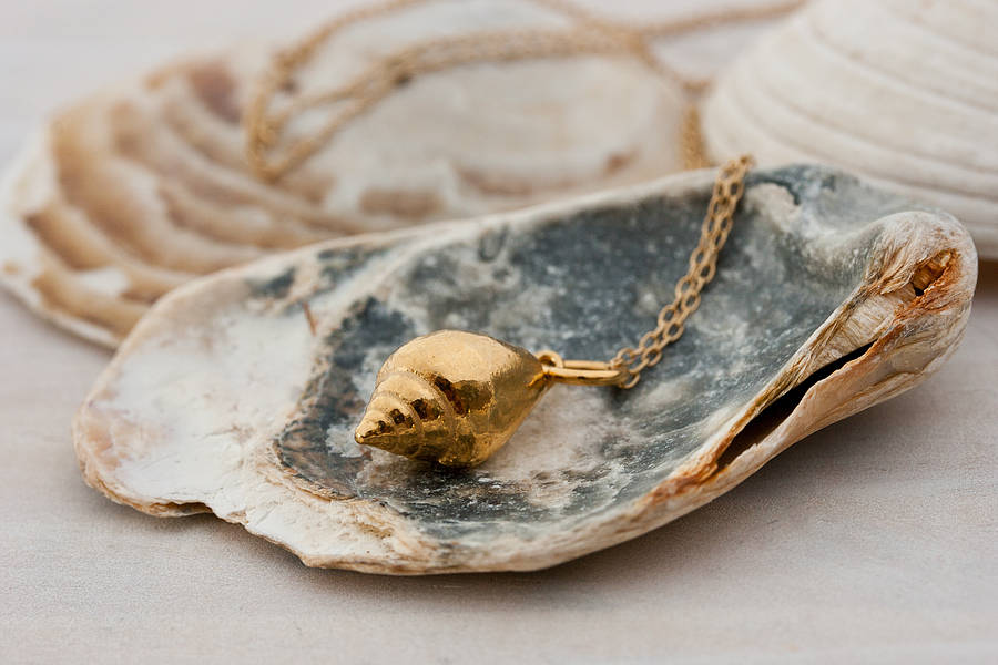 Gold Mousehole Shell Necklace, 1 of 3