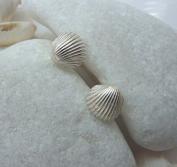 Silver Tiny Shell Stud Earring, 2 of 4