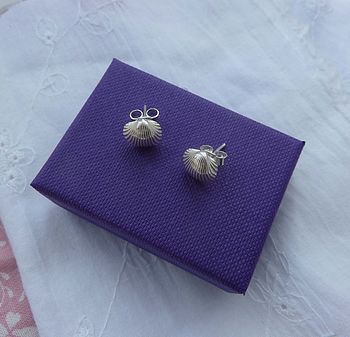 Silver Tiny Shell Stud Earring, 3 of 4