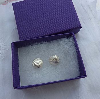 Silver Tiny Shell Stud Earring, 4 of 4