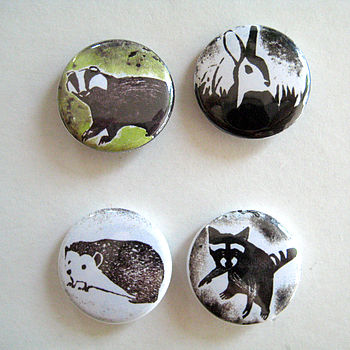 Set Of Four Button Badges - Wood & Grassland, 2 of 4