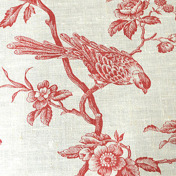 Red Birds On Natural Linen Fabric, 2 of 2