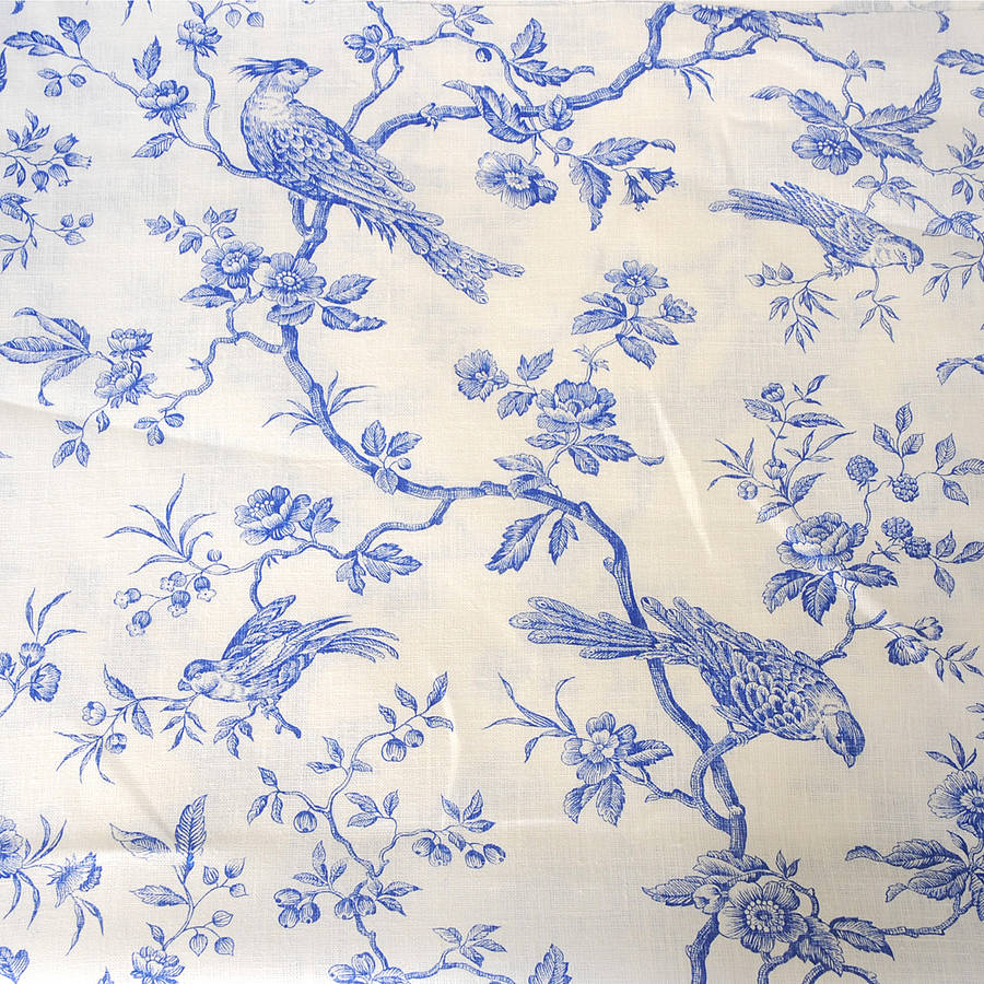 Blue Bird On White Linen Fabric, 1 of 10