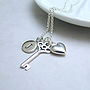 Personalised Silver Key And Heart Necklace, thumbnail 1 of 4