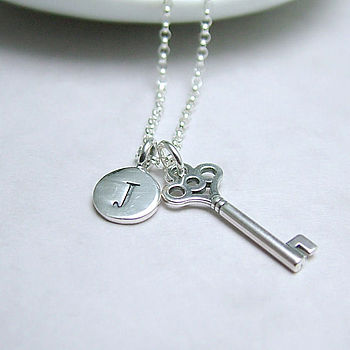 Personalised Silver Key And Heart Necklace, 3 of 4