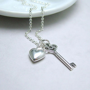 Personalised Silver Key And Heart Necklace, 4 of 4
