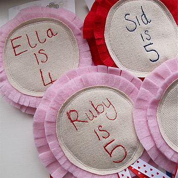 Birthday Fabric Rosette Badge Personalised, 3 of 9