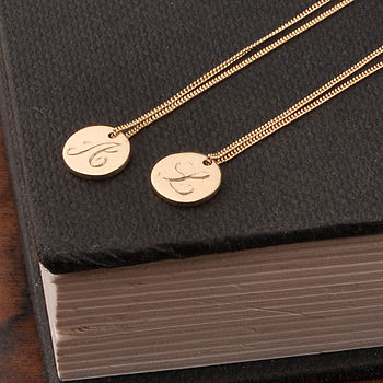 Double Sided Solid Gold Disc Initial Necklace, 6 of 11
