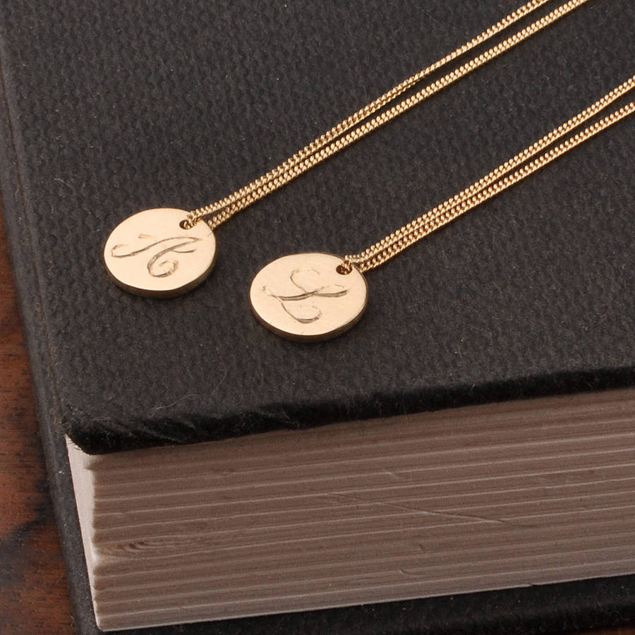 Layered Initial Necklace Set, Dainty Gold Layering necklace, Silver Necklace,  Initial Disc, Personalized Necklace, Friend Gift