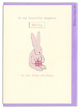 Personalised First Birthday Bunny Card, 6 of 10
