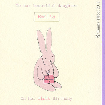 Personalised First Birthday Bunny Card, 3 of 10