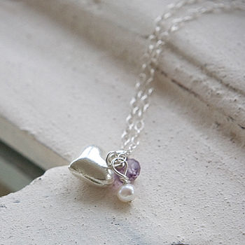Silver Heart And Amethyst Necklace, 2 of 4
