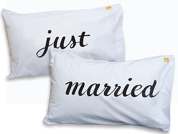 Just Married Personalised Pillowcase Set For Newlyweds, 2 of 5