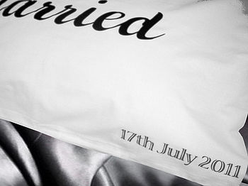Just Married Personalised Pillowcase Set For Newlyweds, 3 of 5