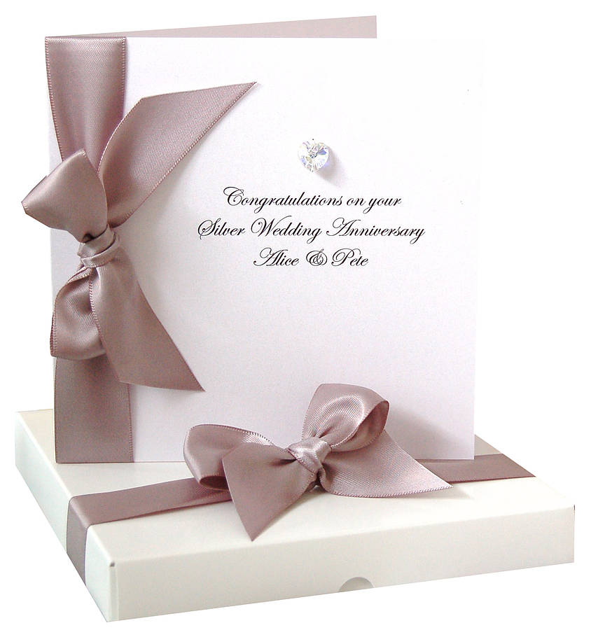 bedazzled silver  personalised wedding  anniversary  card  by 