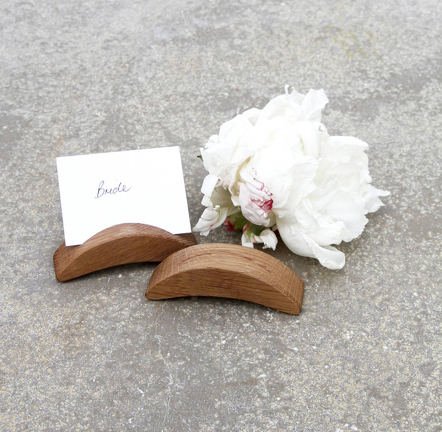 Set Of Six Wooden Oak Place Name Holders By Hop & Peck
