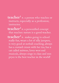 Personalised Teacher Dictionary Print, 4 of 6