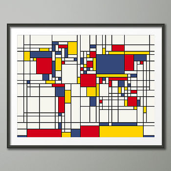 Mondrian Inspired World Map Art Print, 2 of 3