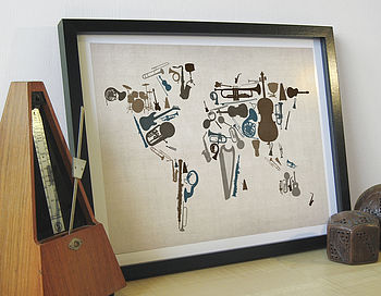 Music Instruments World Map Art Print, 2 of 4