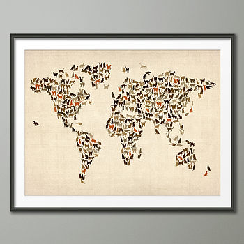 Cats World Map Art Print, 2 of 3