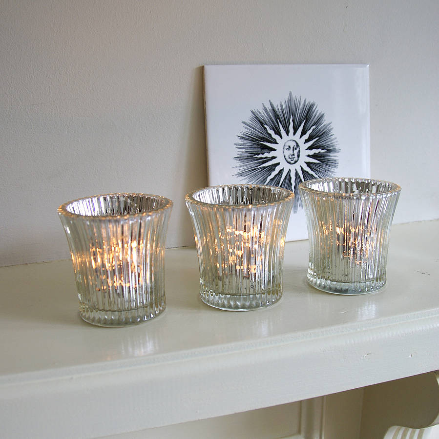 silvered fluted glass candleholder by red lilly | notonthehighstreet.com