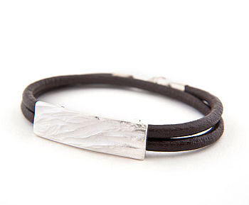 Dune Silver Leather Bracelet, 2 of 5