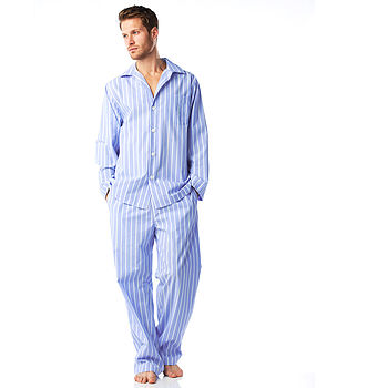 men's cotton blue and white stripe pyjamas by pj pan ...
