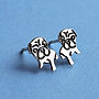 Sterling Silver Watching Pug Earrings, thumbnail 1 of 2