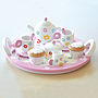 Flower Pink Role Play Wooden Tea Set, thumbnail 1 of 5