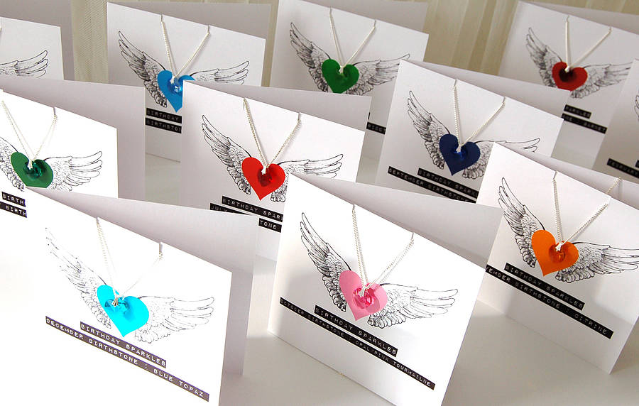 swarovski crystal birthstone necklace gift + card by made with love