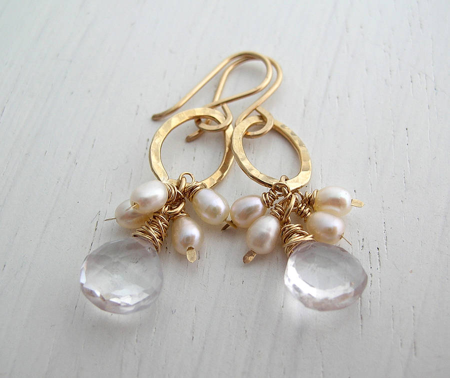 Crystal And Pearl Silver Hoop Earrings By Sarah Hickey ...