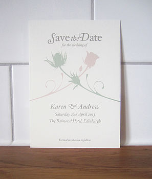 Thistle And Rose Save The Date Card, 2 of 6