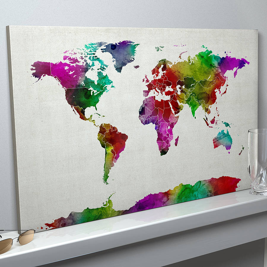 World Map Watercolour Art Print By Artpause