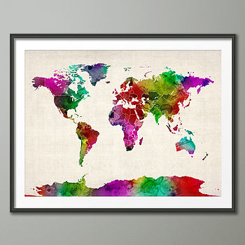 World Map Watercolour Art Print, 2 of 3