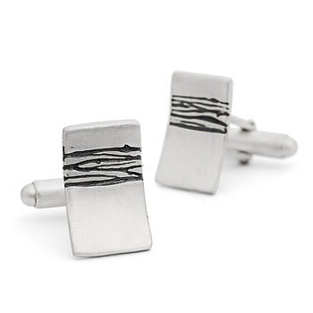 Sterling Silver Etched Cufflinks, 5 of 7