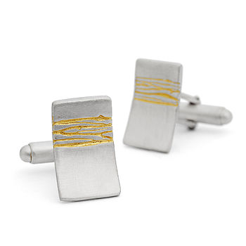 Etched Silver And Gold Cufflinks, 5 of 6