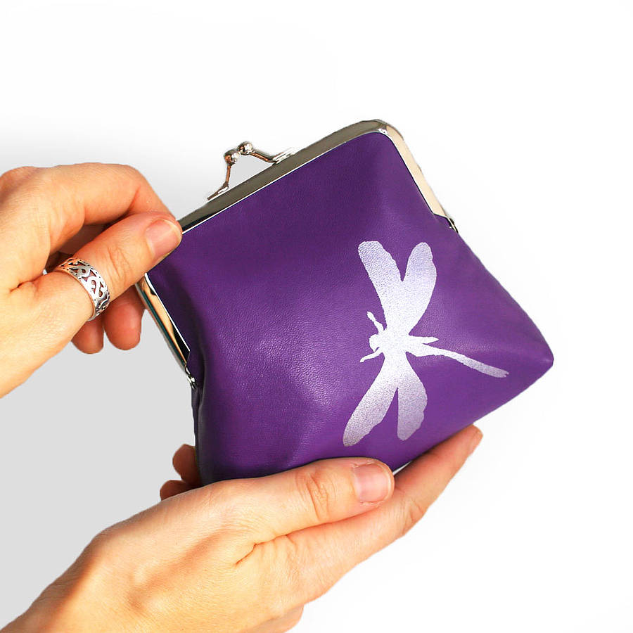 Printed Leather Dragonfly Purse By Little Red Designs