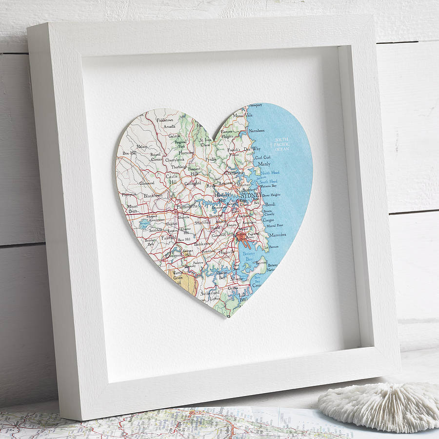  sydney  map heart print wedding  anniversary  gift by bombus 