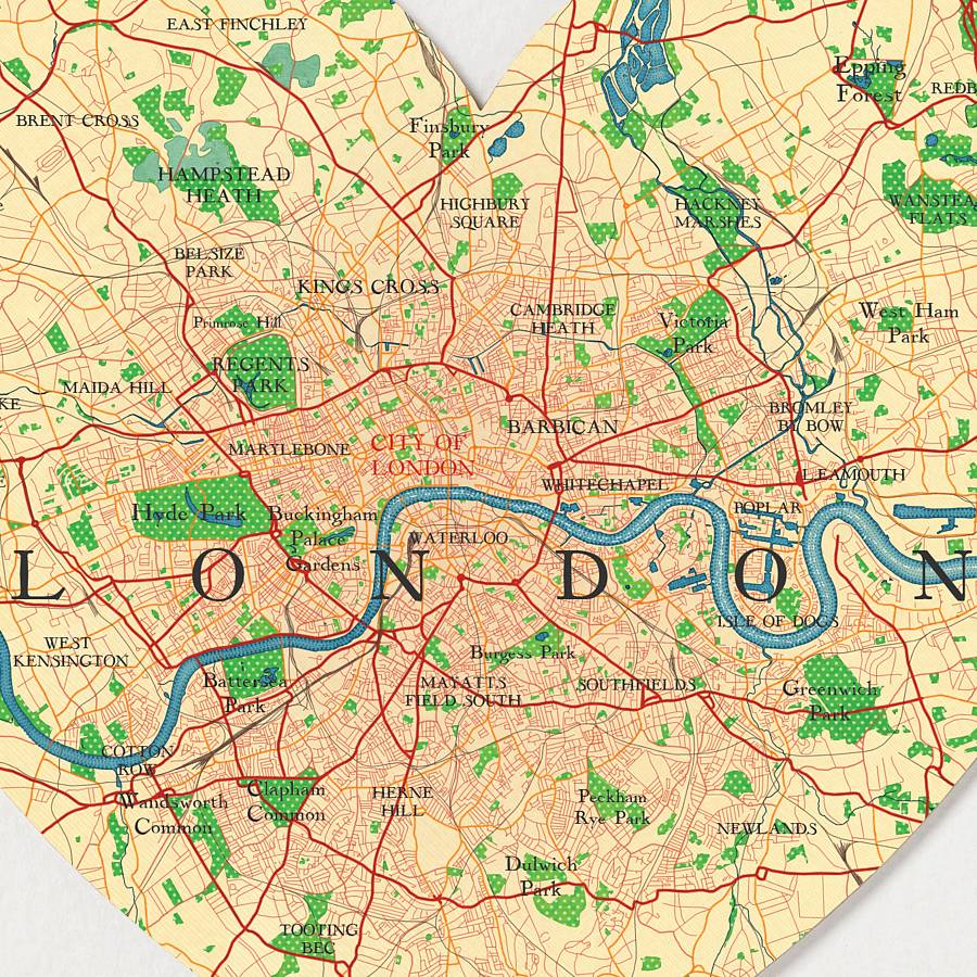 London Map Heart Print By Bombus Off The Peg | notonthehighstreet.com