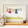 Personalised Children's Pink Washing Line Unframed Print, thumbnail 7 of 10