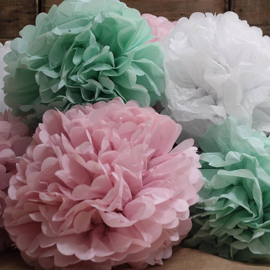 Pastel Coloured Paper Pom Pom By The Wedding Of My Dreams 