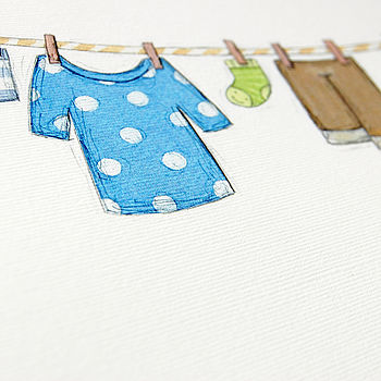 Personalised Children's Blue Washing Line Print, 5 of 9