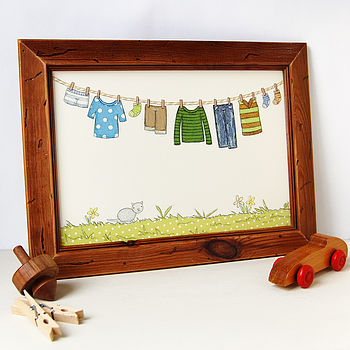 Personalised Children's Blue Washing Line Print, 8 of 9