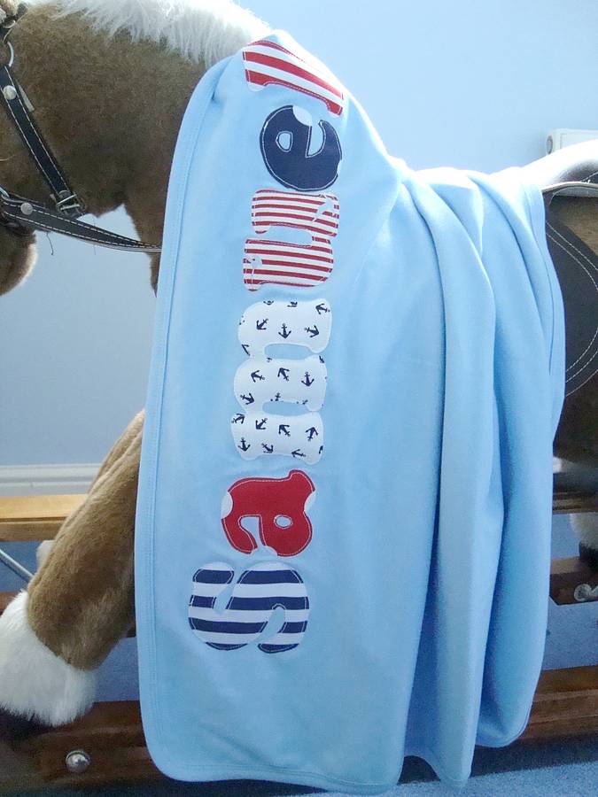 Personalised Boy's Nautical Baby Blanket By Estee Moscow