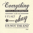 Hand Printed Everything Will Be Ok Card By Katie Leamon