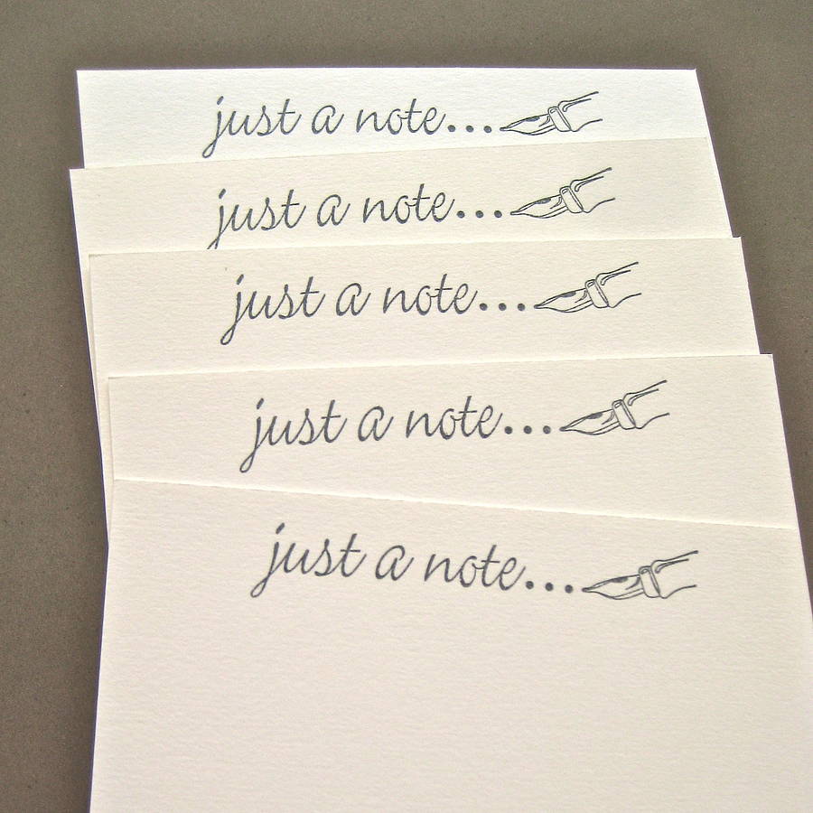 Set Of Five Handmade 'Just A Note' Notelets, 1 of 4