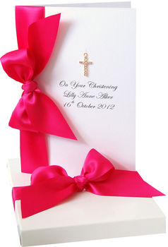 24k Gold Plated Cross Personalised Christening Card Lg, 4 of 4
